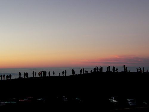 Sunset at the top of Haleakala volcano Maui Hawaii