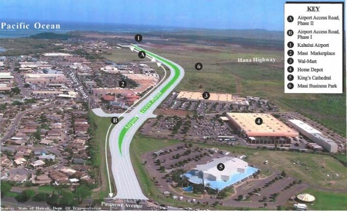 Maui airport access road route plan