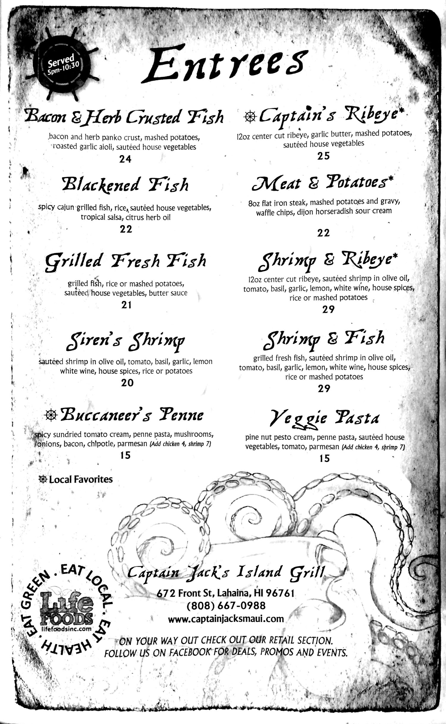 Captain Jacks Menu page 3