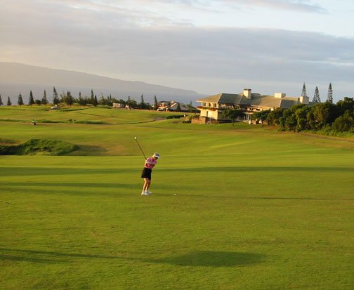 Maui golf courses Plantation 18th hole