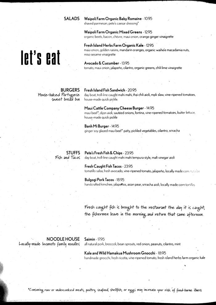 Monkeypod Kitchen Kaanapali Menu Dinner Page 2