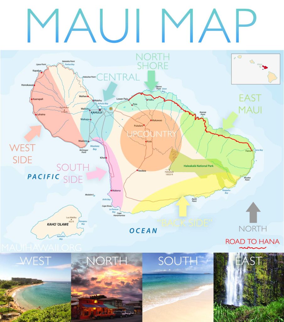 Maui Map Map of Maui sharing south, west, east, central and north shore