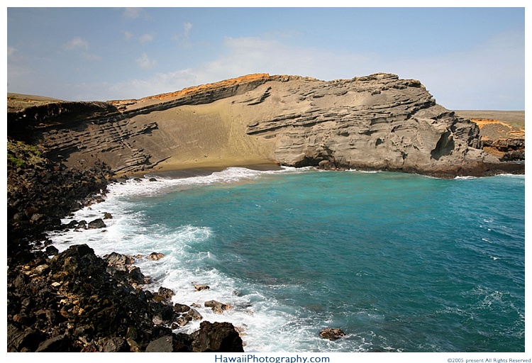 green sand beach on the Big Island