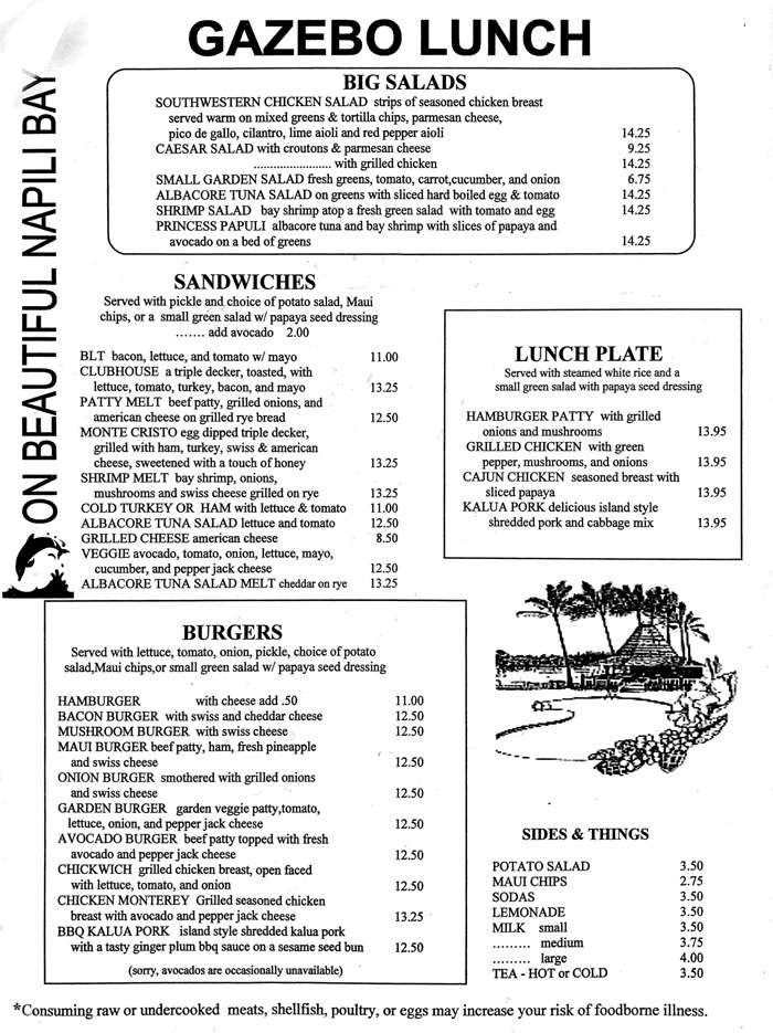 Gazebo menu