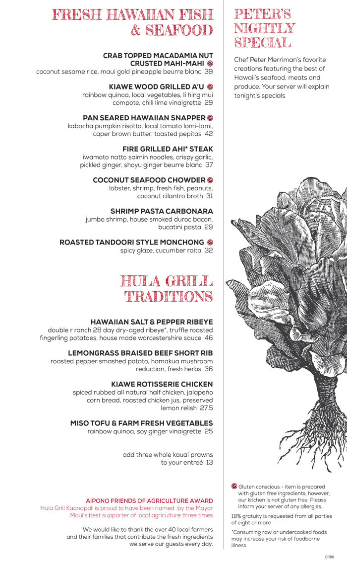 Hula Grill menu