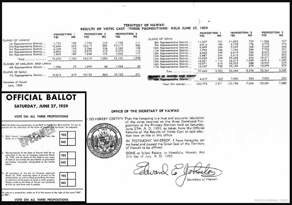 territory of Hawaii official ballot 1959