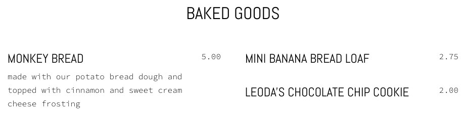 Leoda's baked goods