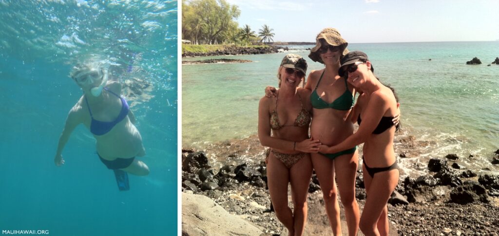 pregnant Maui snorkel
